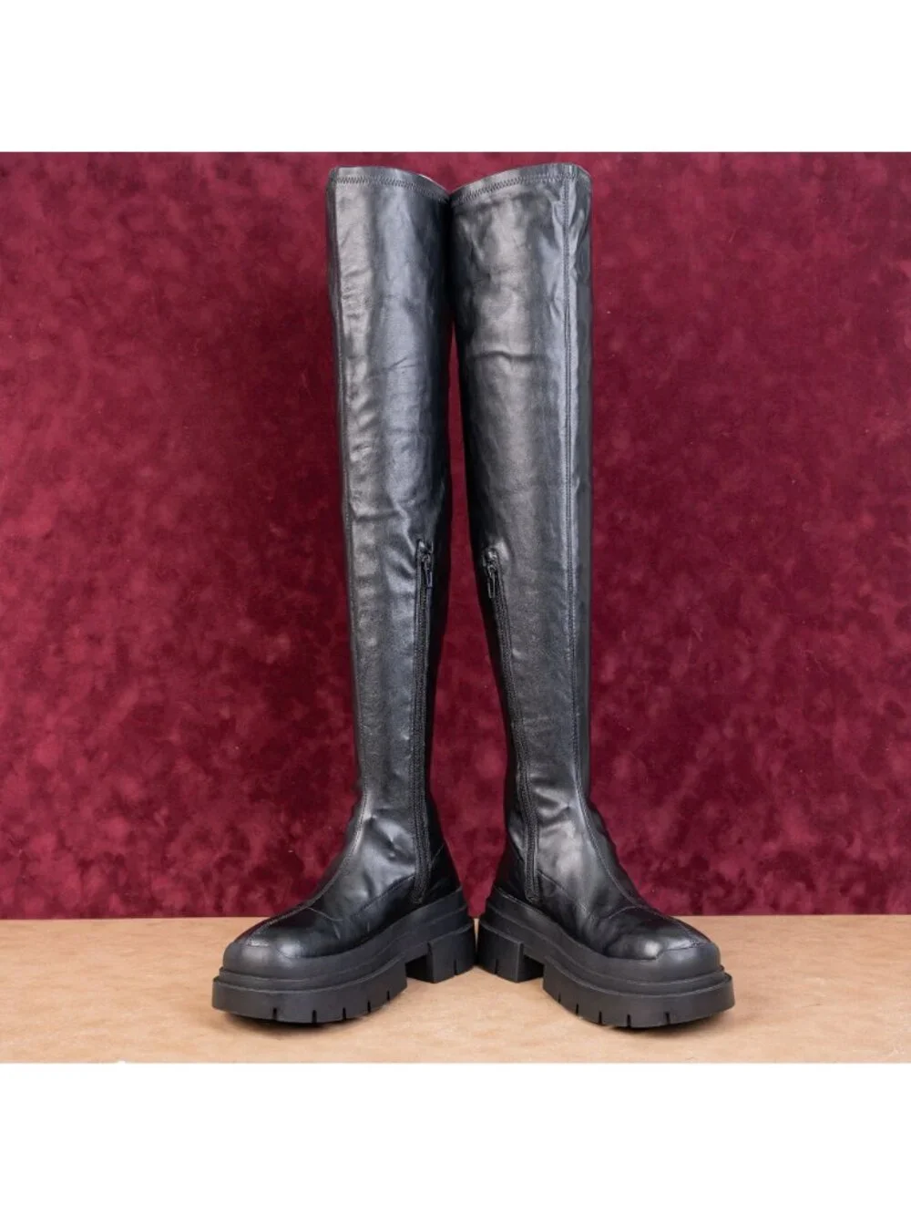 Topshop Women Tyso Vegan Leather OTK Festival Party Platform Boots sz 8US EUR38